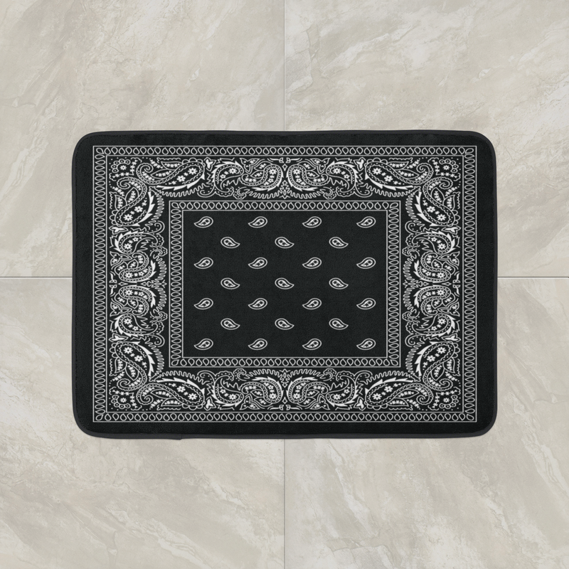 Black Bandana Bathmat
