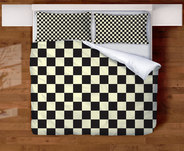 Vintage Checkered Quilted Comforter 3-Piece Set