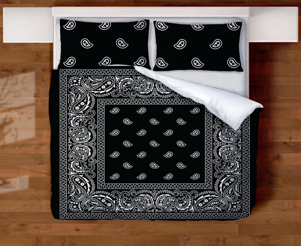 Black Bandana Quilted Comforter 3-Piece Set