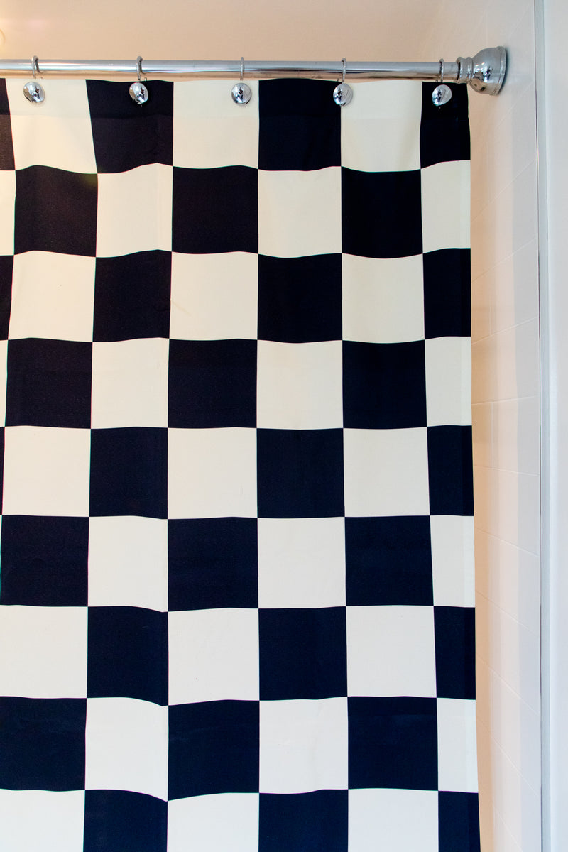 Vintage Checkered Shower Curtain