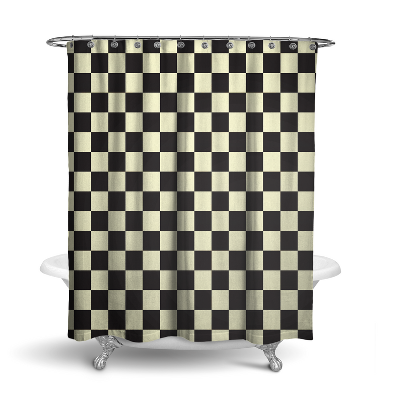 Vintage Checkered Shower Curtain
